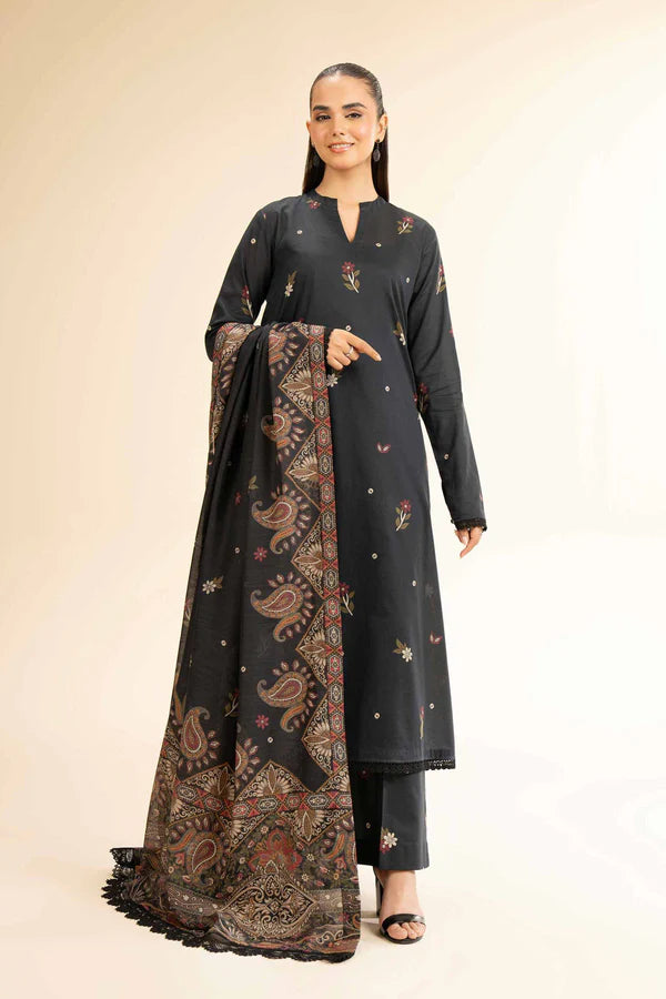 Nishat Black Embroidered Suit with Dupatta - Elegant Ensemble