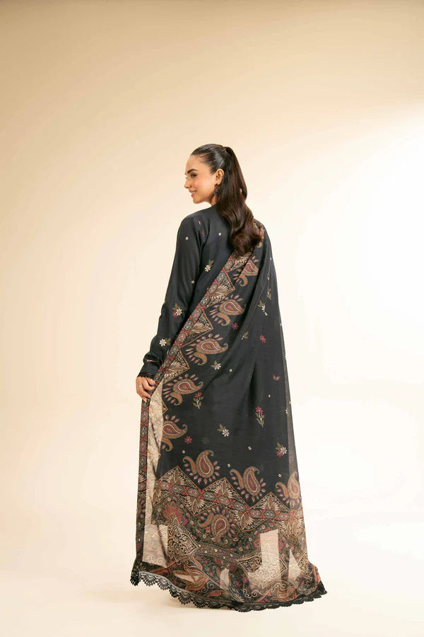 Nishat Black Embroidered Suit with Dupatta - Elegant Ensemble