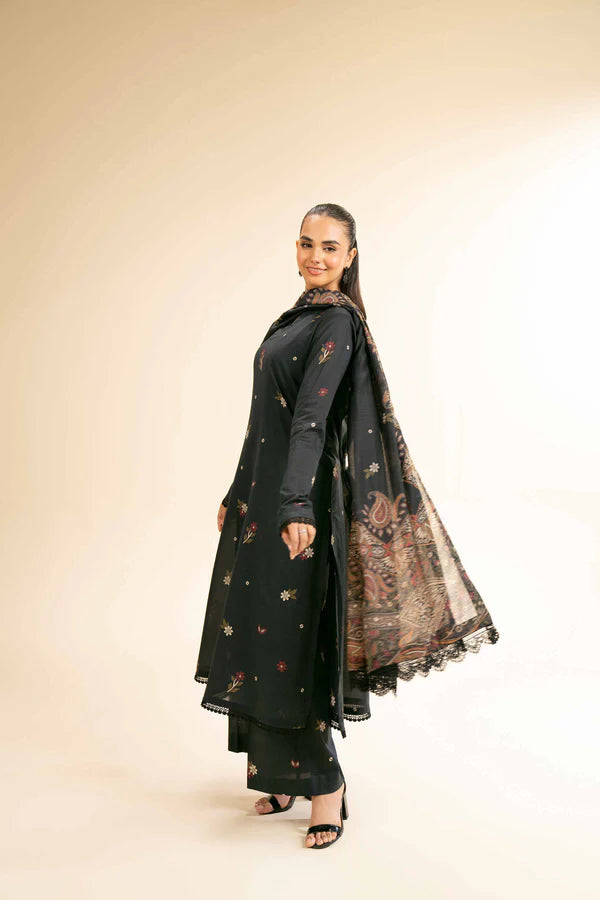 Nishat Black Embroidered Suit with Dupatta - Elegant Ensemble