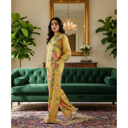 Stitched 2-Piece Suit | Women's Printed Shirt & Trousers in Premium Grip Fabric