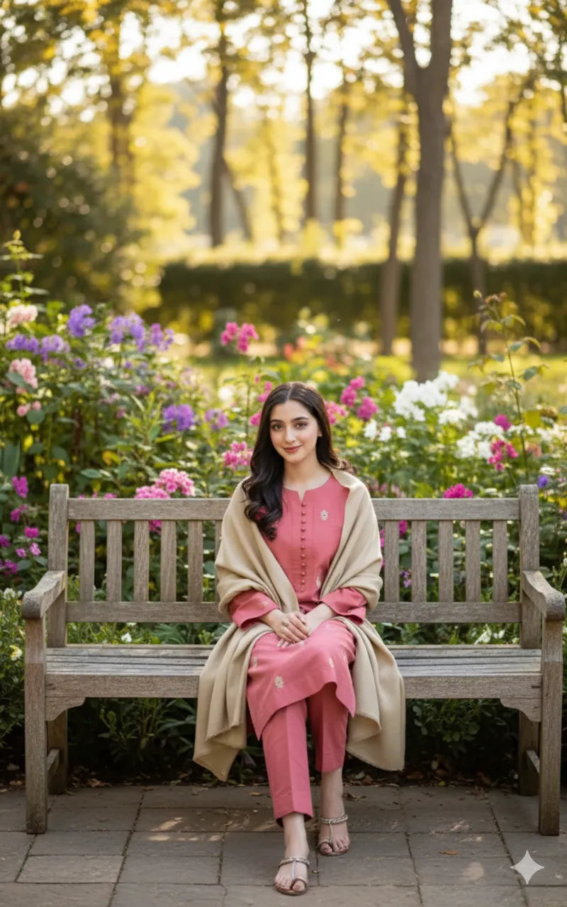 Airjet Dhanak Embroidered 3-Piece Unstitched Winter Suit with Digital Printed Pashmina Shawl