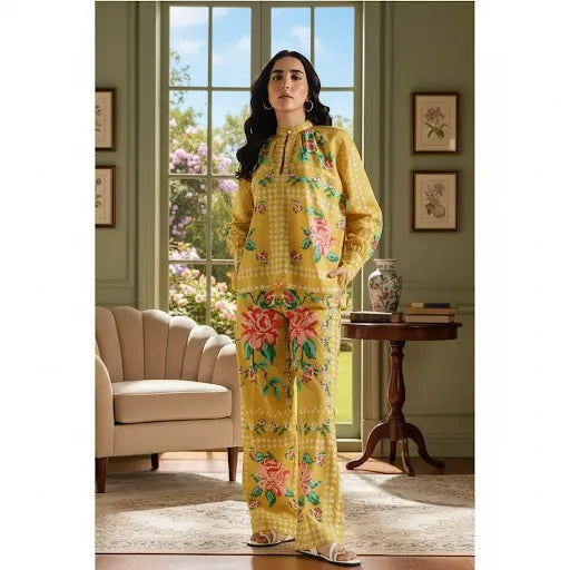 Stitched 2-Piece Suit | Women's Printed Shirt & Trousers in Premium Grip Fabric